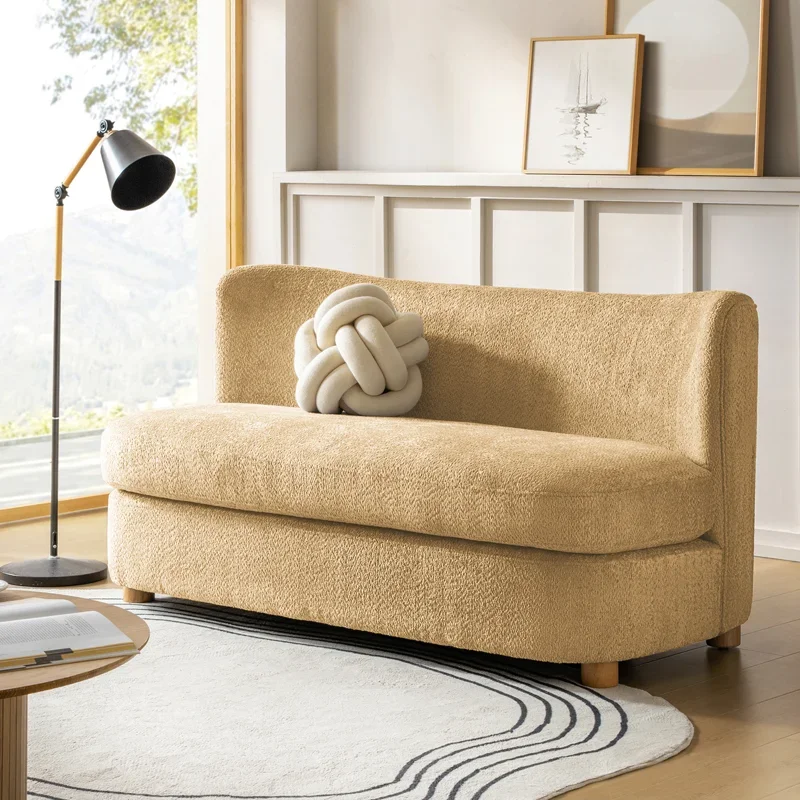 Greigh Boucle Curved Loveseat