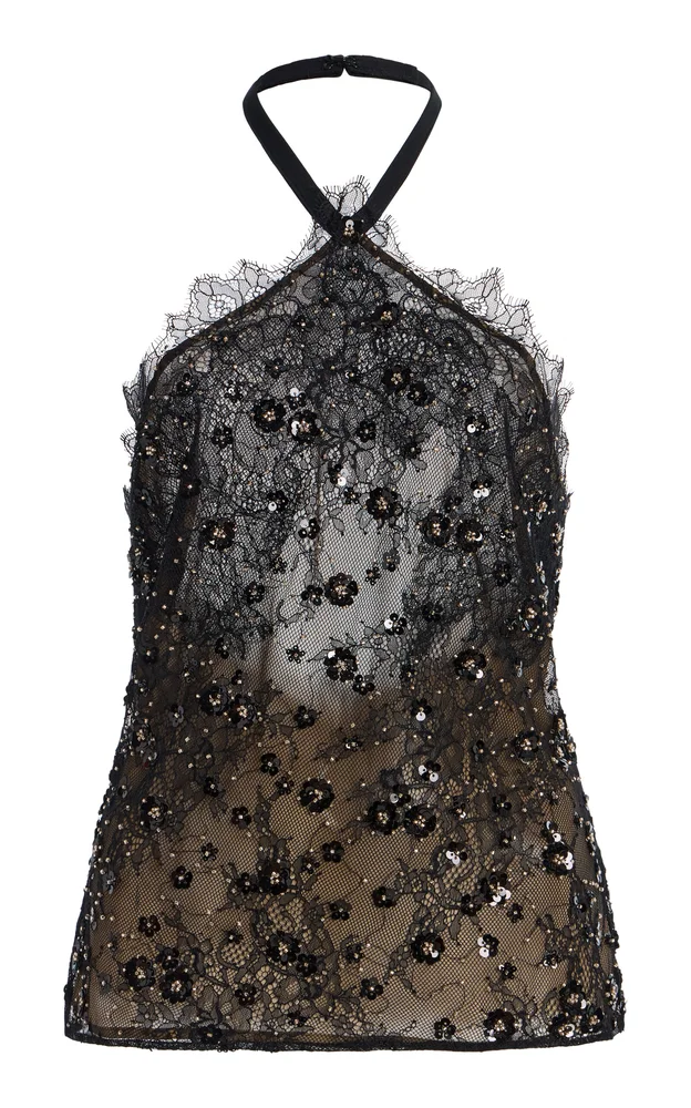 Embellished Lace Halter Top