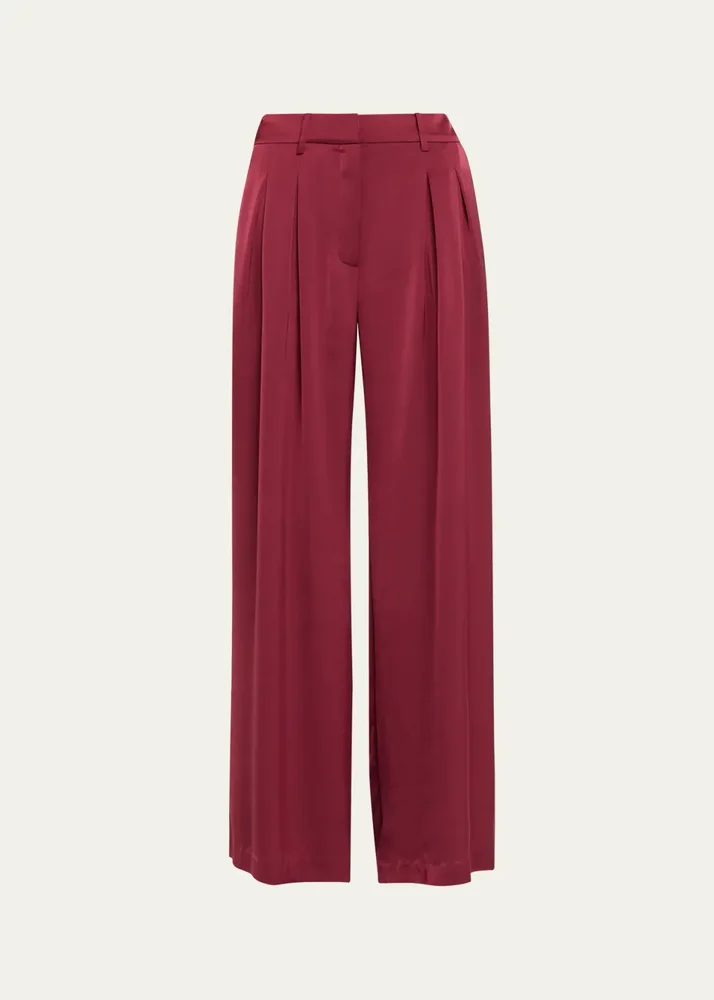 Oscar Pleated Wide-Leg Pants