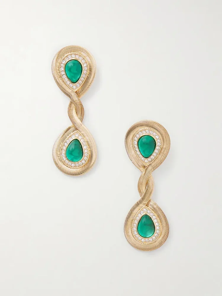 Gold-tone crystal earrings