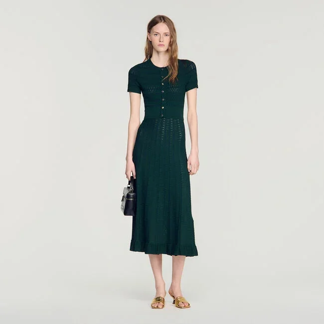 POINTELLE KNIT MIDI DRESS