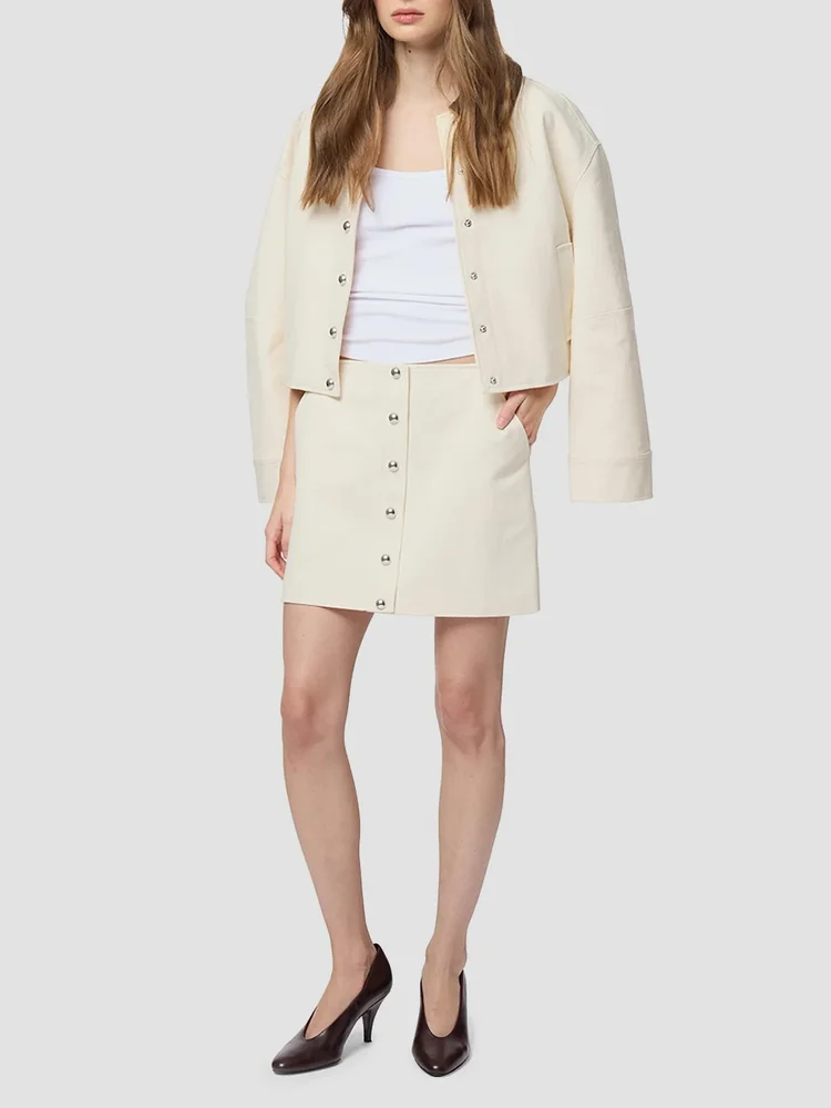 Ella Cotton Canvas A-Line Miniskirt