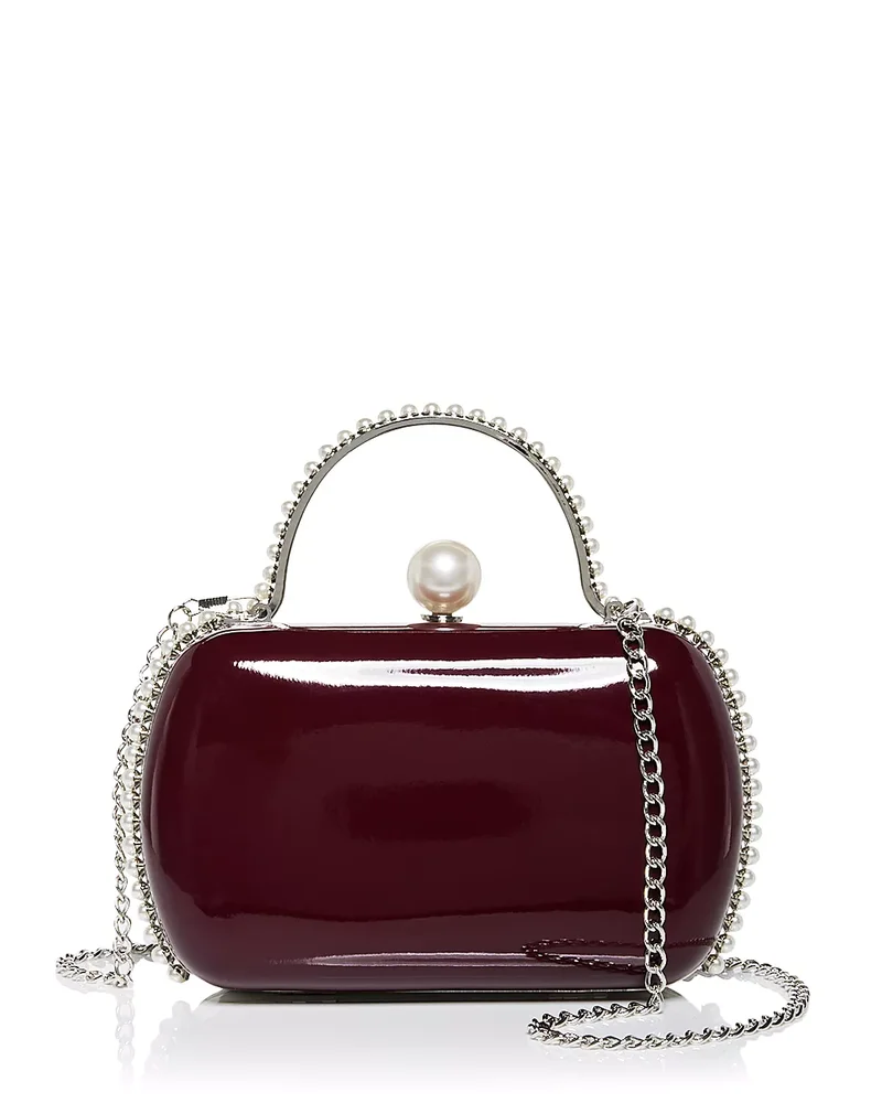 Imitation Pearl Trim Minaudiere Box Clutch