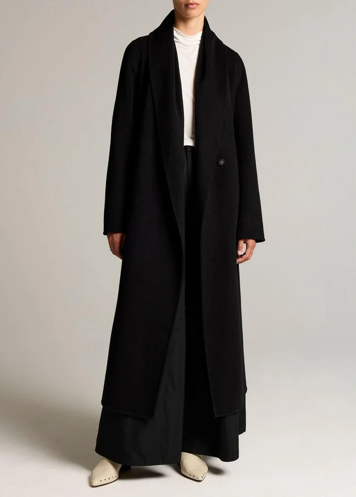 Wool-Cashmere Shawl-Collar Long Coat