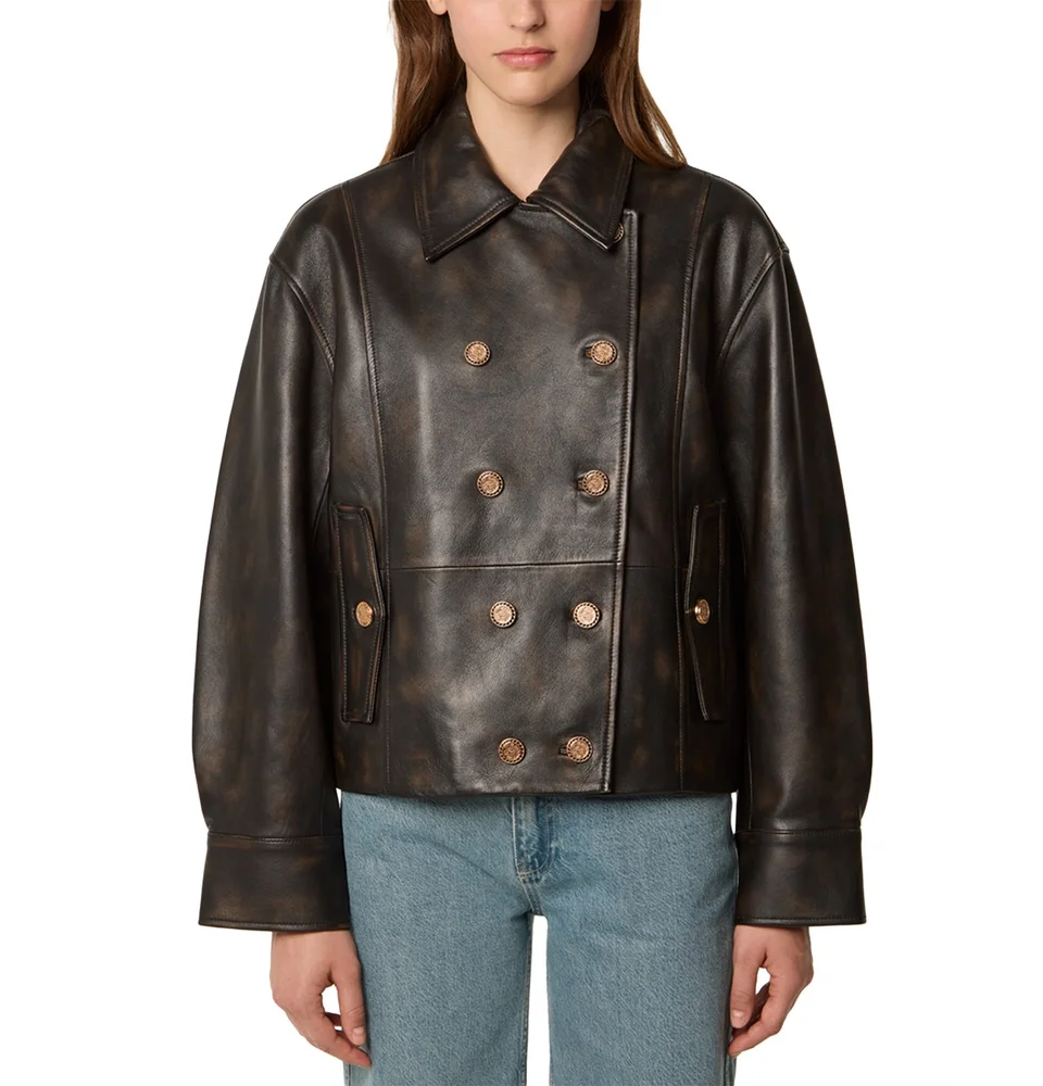 Double Breasted Leather Jacket