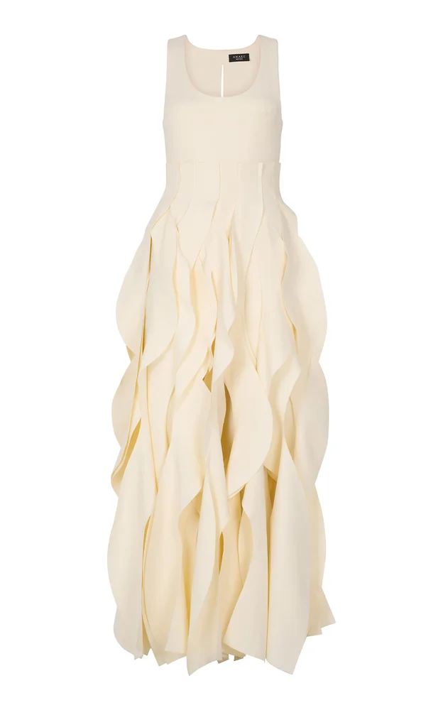 Sculped Flared Stretch Crepe Maxi Dress