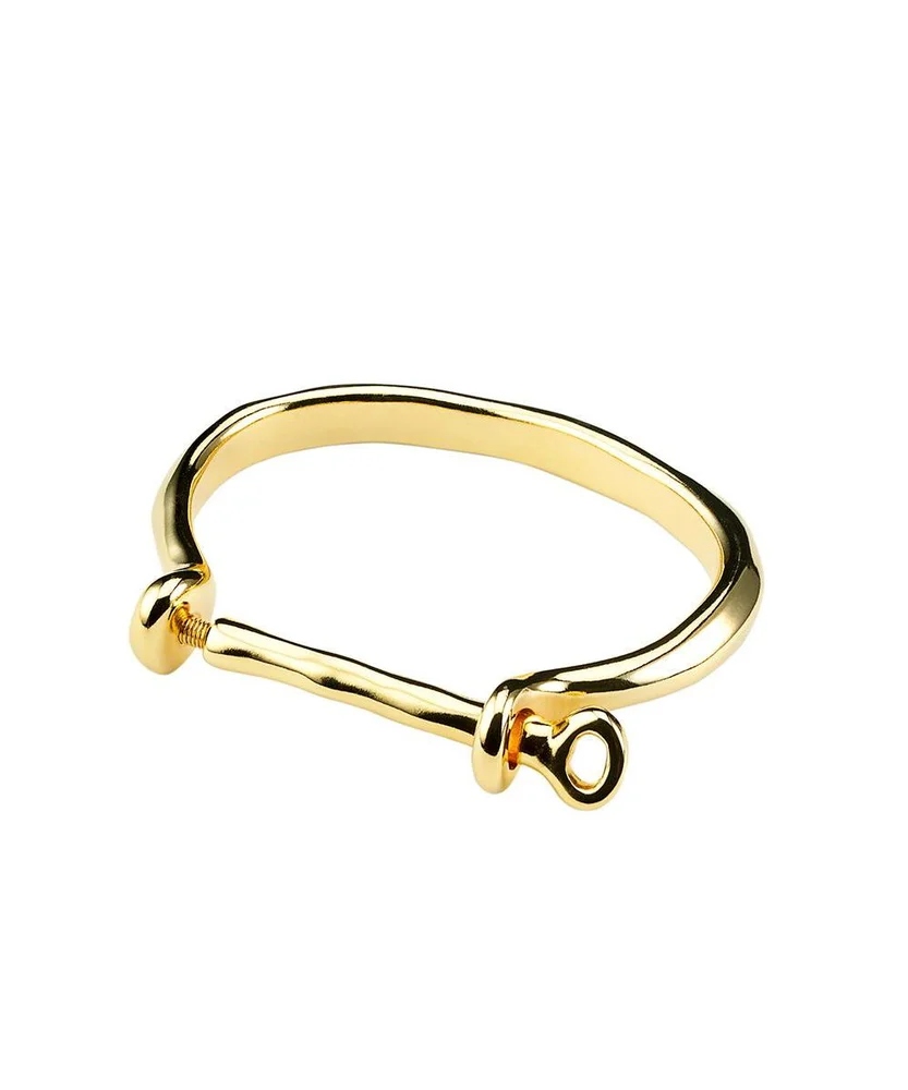 Sterling Silver and 18k Gold Plated Shackle Clasp Bracelet