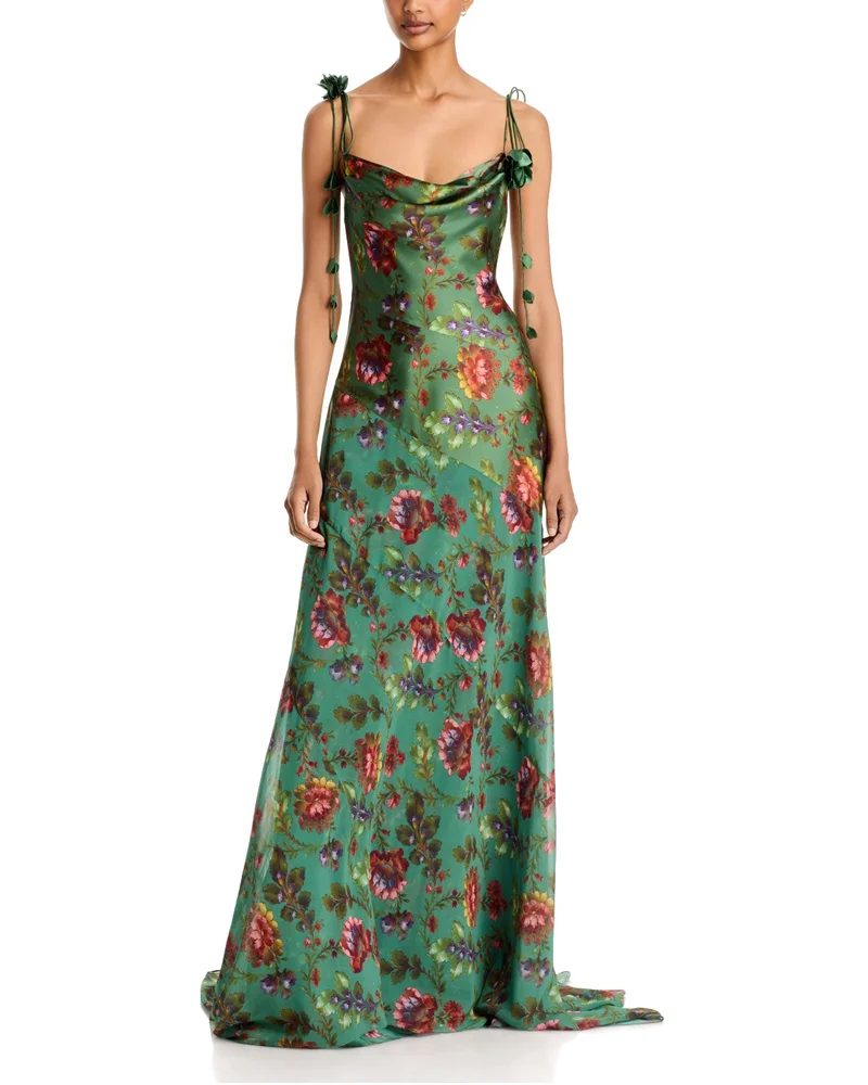 Vionette Floral Cowl Neck Gown