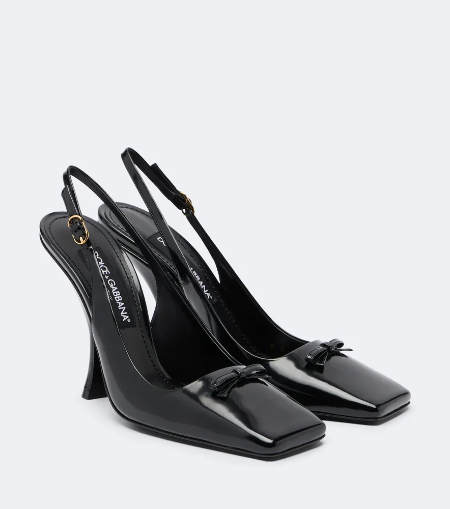Patent leather slingback pumps