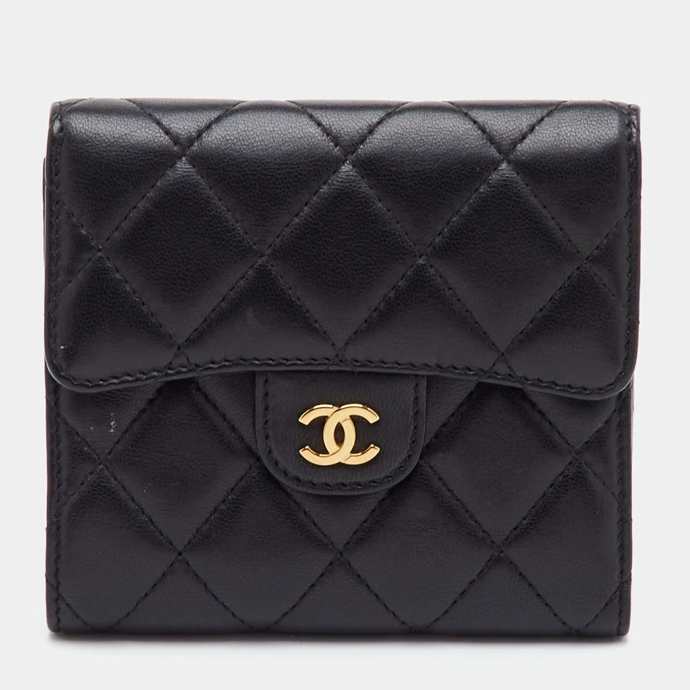 CC Black Quilted Leather Trifold Wallet