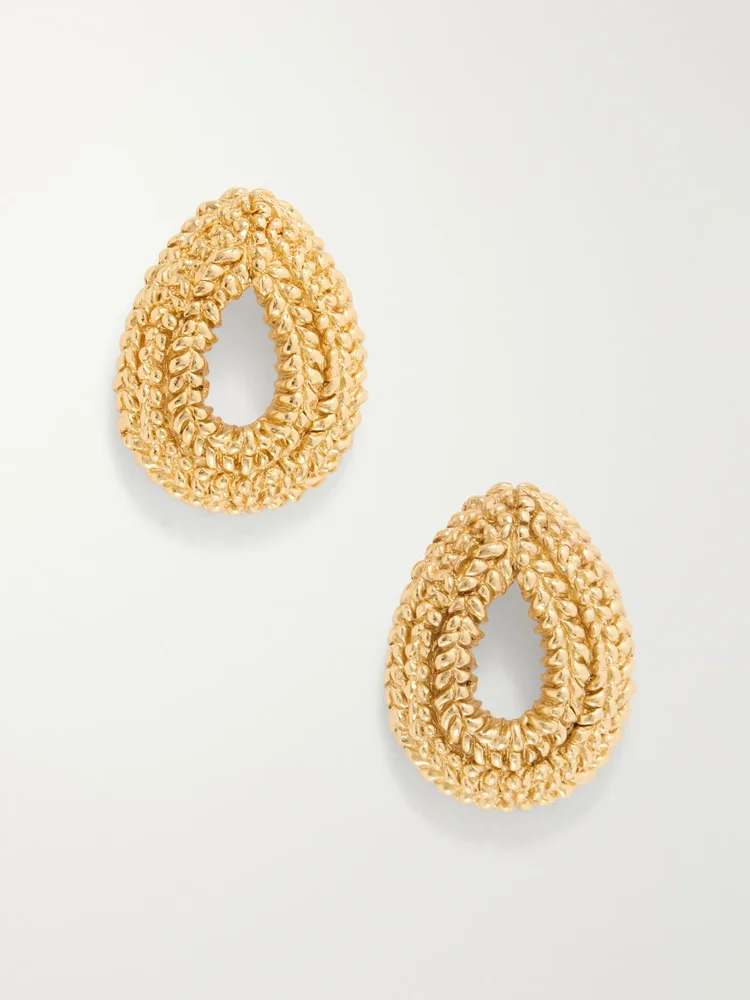 Loop 18-karat gold-plated pewter earrings