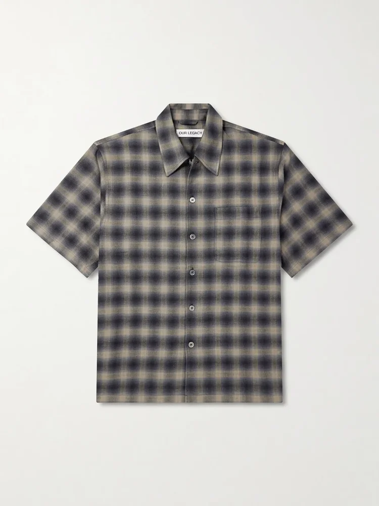 Checked Cotton and Wool-Blend Shirt