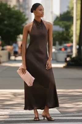 Jamie Satin Halter Maxi Dress