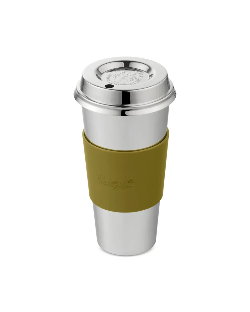 Stainless Steel Coffee Cup Objets Miroir with Leather Sleeve