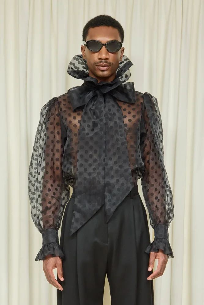 Simone Polkadot Pussybow Blouse