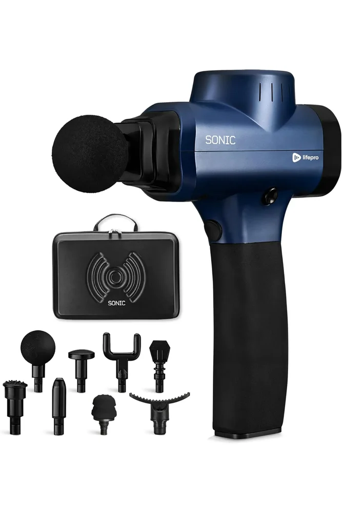 Sonic Massage Gun Percussion Muscle Massager with 8 Heads and 6 Speeds