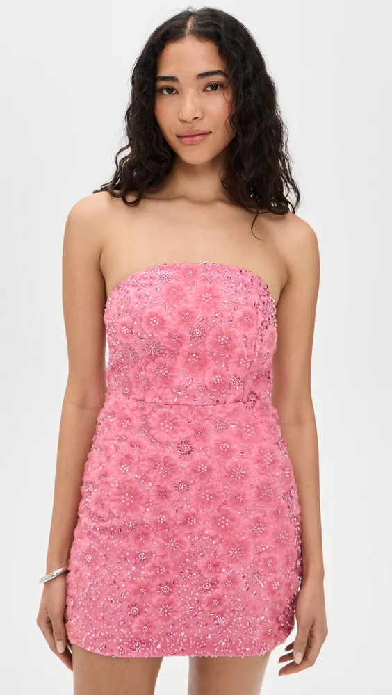 Sequins Lace Strapless Mini Dress