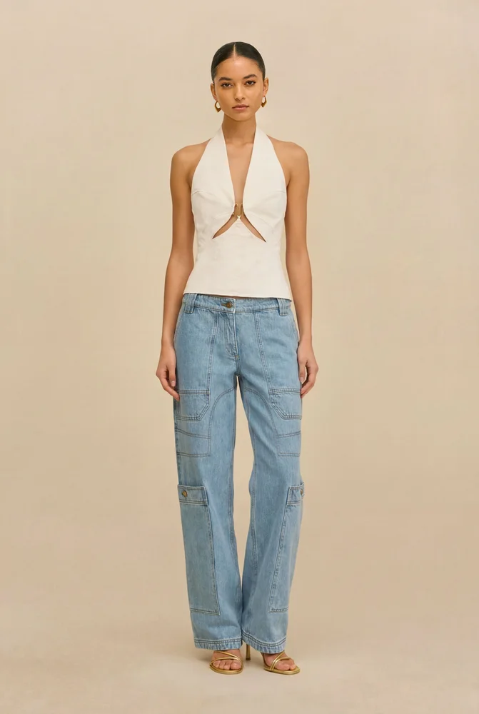WYNN LOW RISE DENIM PANT - STONE WASH
