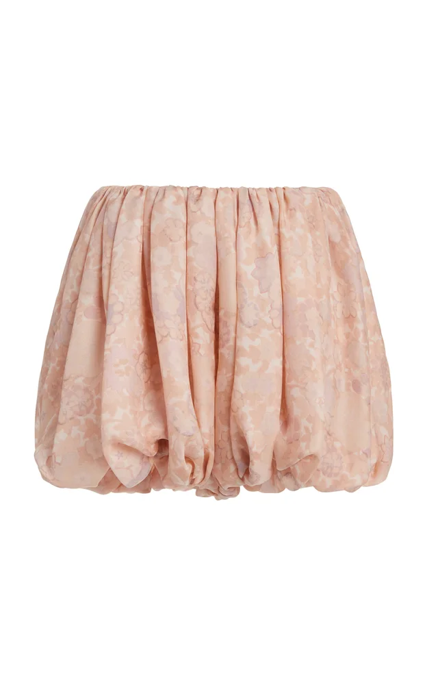 Floral-Printed Silk Charmeuse Bloomer Shorts