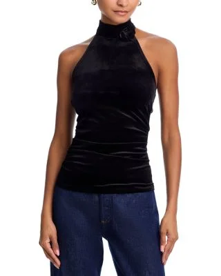 Rosette Velvet Halter Top - Exclusive