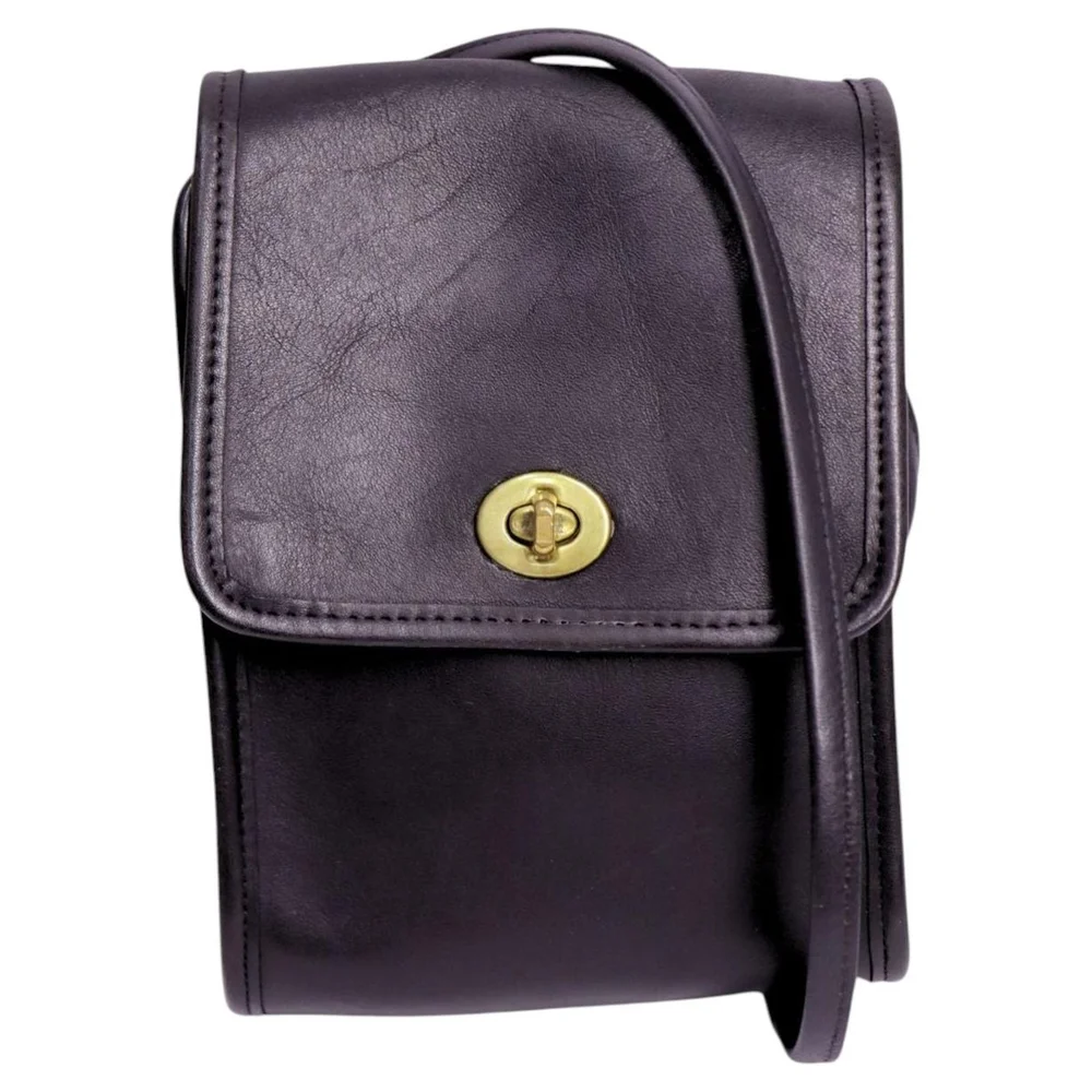 Pre-Owned Vintage Turnlock Crossbody Bag, Black