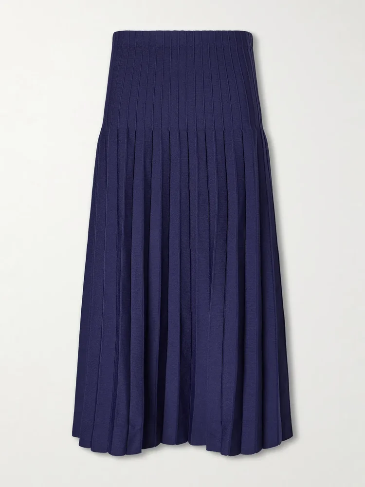 Lena pleated knitted midi skirt