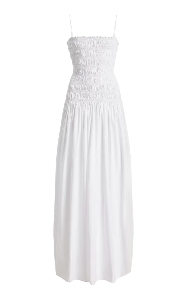 Exclusive Shirred Cotton Drop-Waist Maxi Dress