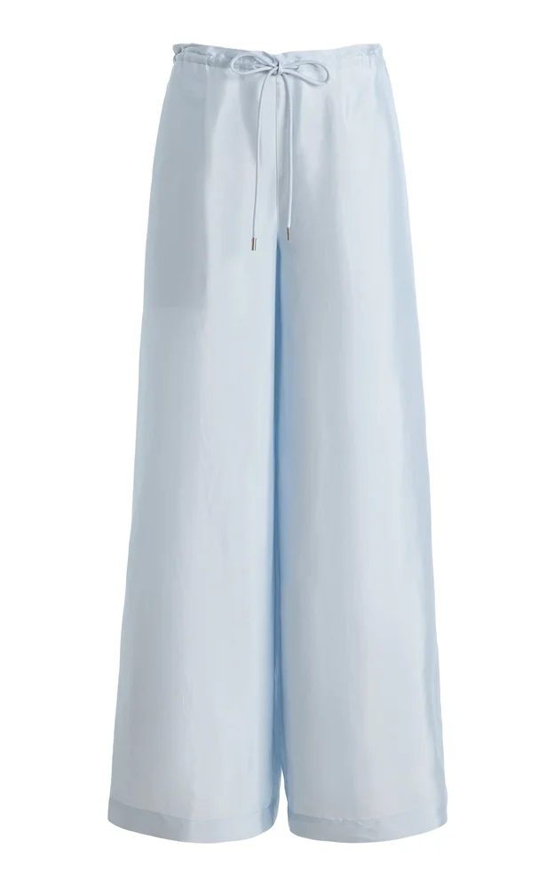 Exclusive Wesley Drawstring Crepe Wide-Leg Pants