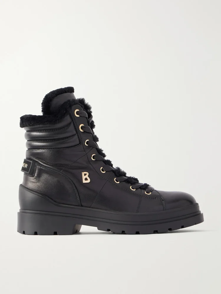 St. Moritz 14 shearling-trimmed leather ankle boots