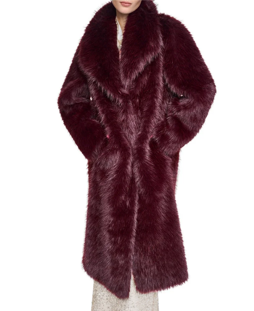 Women's Collared Faux Fur Coat