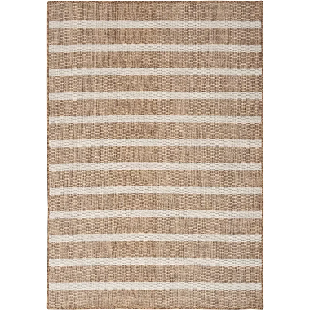 Positano Modern Stripes Flatweave Indoor Outdoor Jute Rug, Ivory 5 x 7
