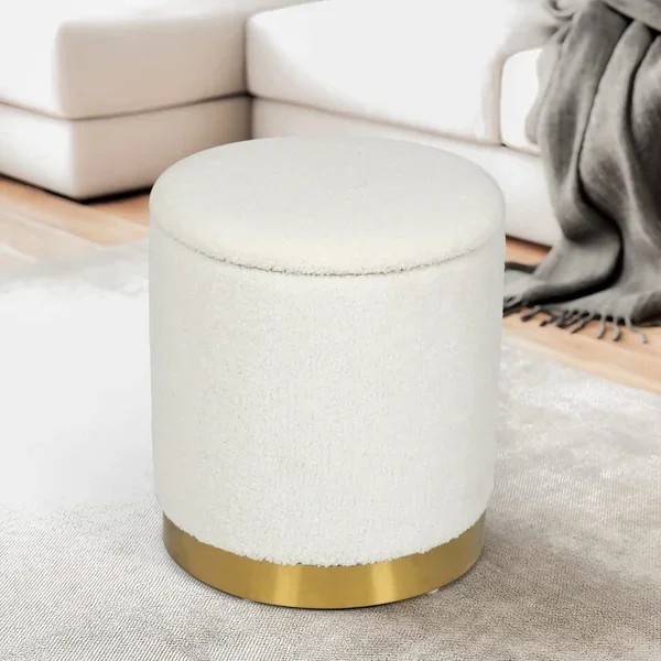 Gergina 15-inch W Teddy Cylinder Storage Ottoman