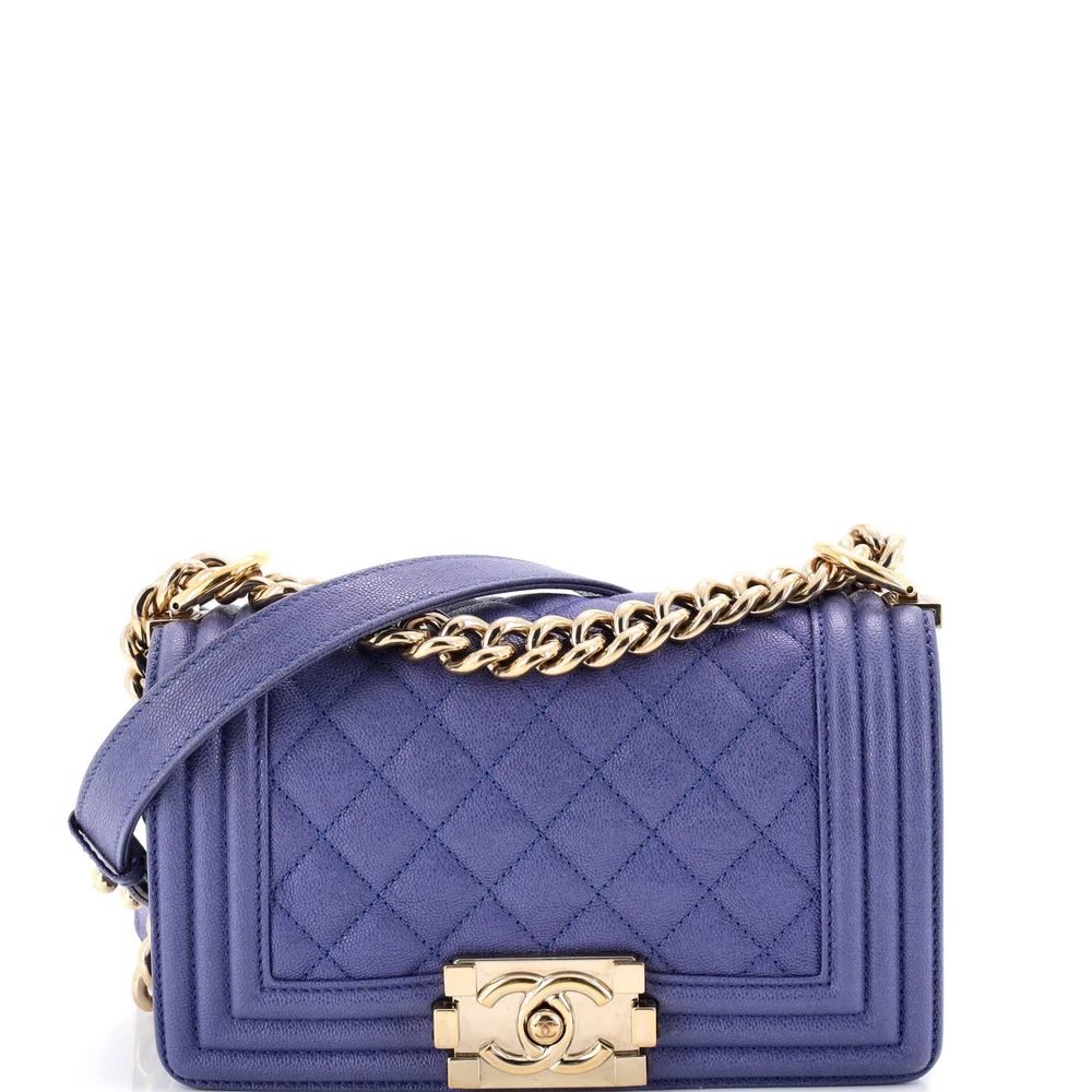 Pre-Owned Chanel Boy Flap Bag Quilted Caviar Small
