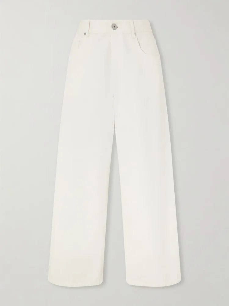 Embellished high-rise wide-leg jeans