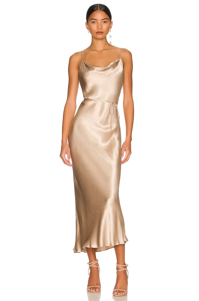 La Lune Bias Cowl Midi Dress