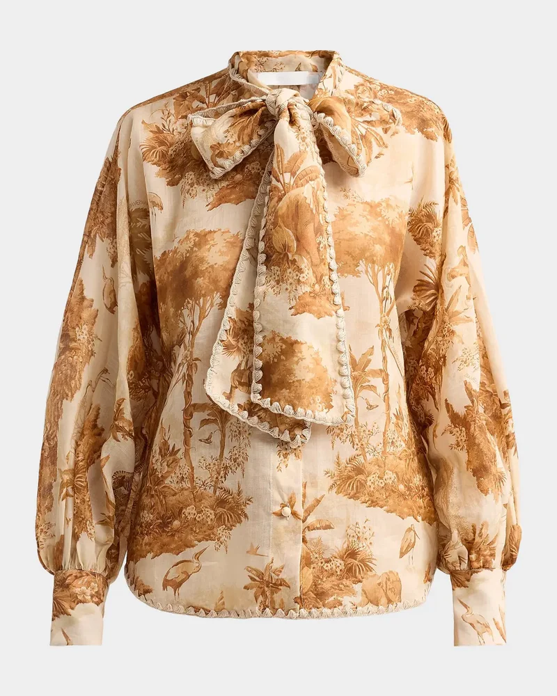 Indra Printed Tieneck Blouse