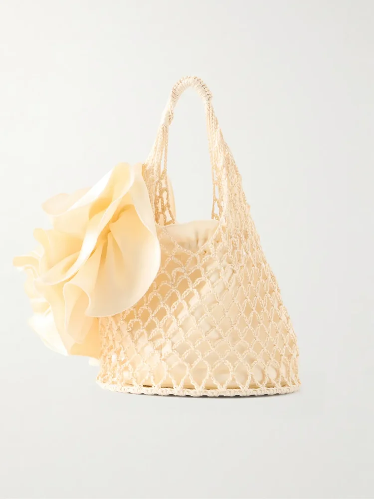 Devana mini leather-trimmed silk and cotton-blend knitted shoulder bag