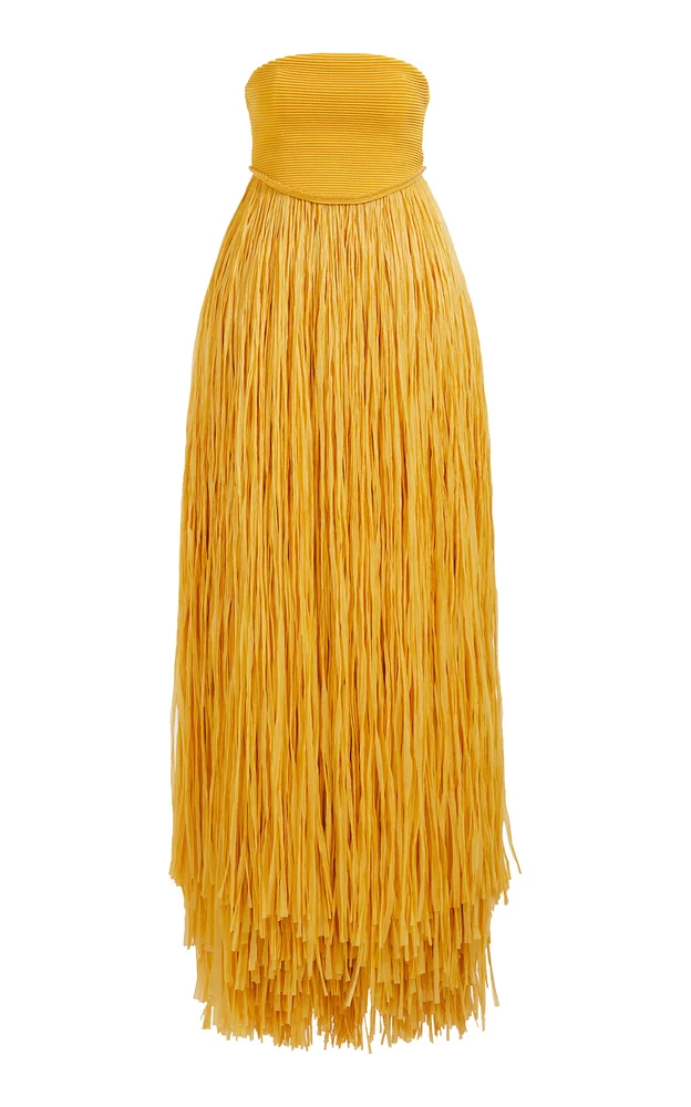 Florentia Raffia Fringe Maxi Dress