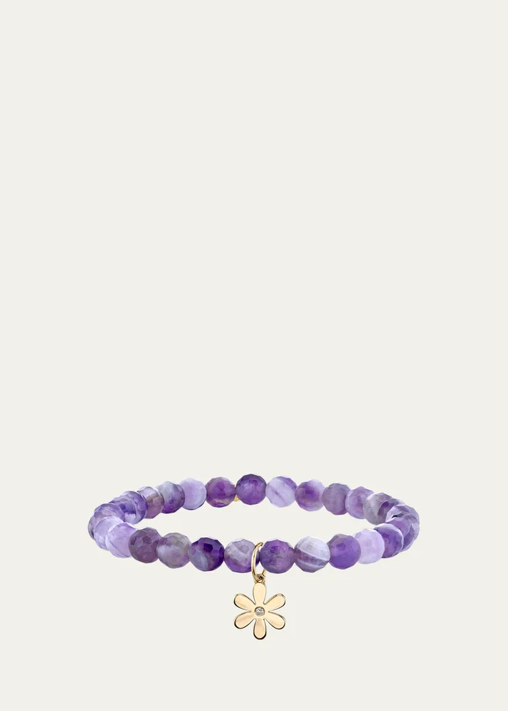 14K Single Diamond Daisy on Amethyst Bracelet