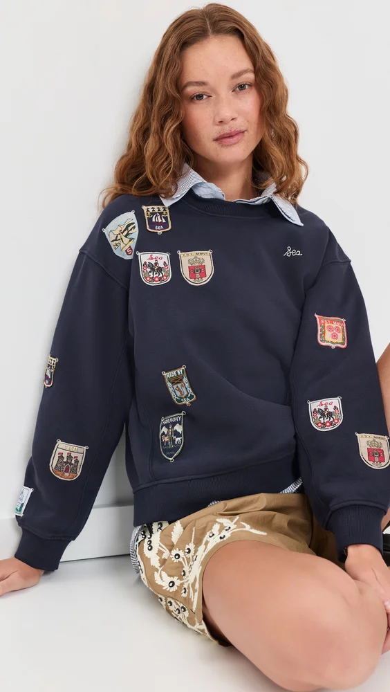 Davis Patchwork Crew Neck Sweatshirt
