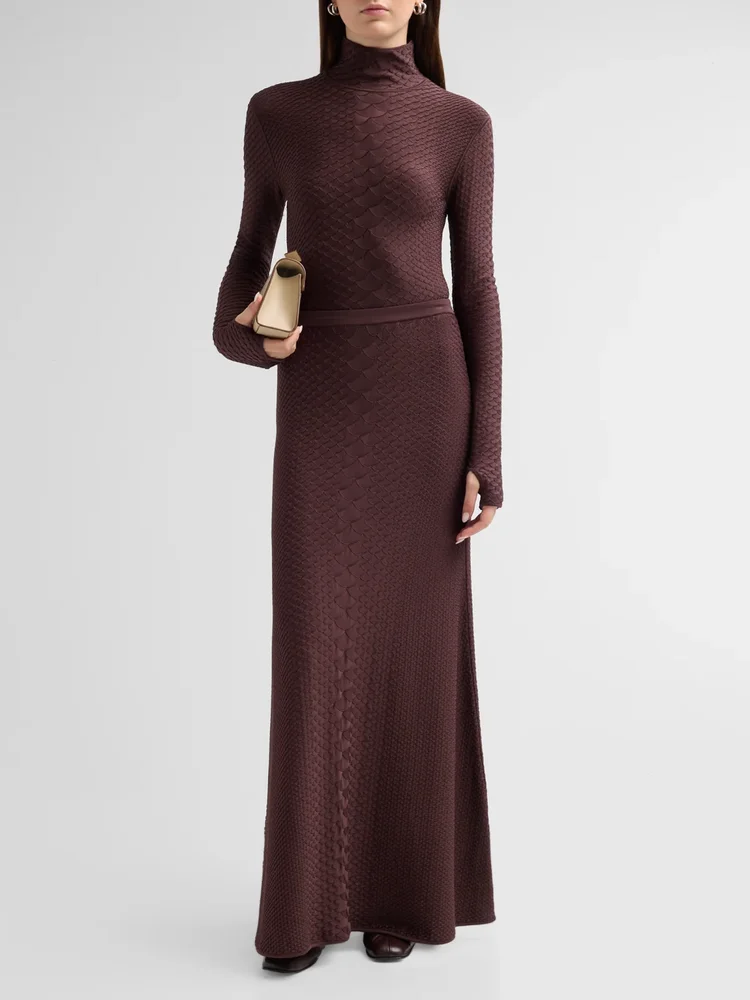 Sarita Snake-Embossed Jacquard Midi Skirt