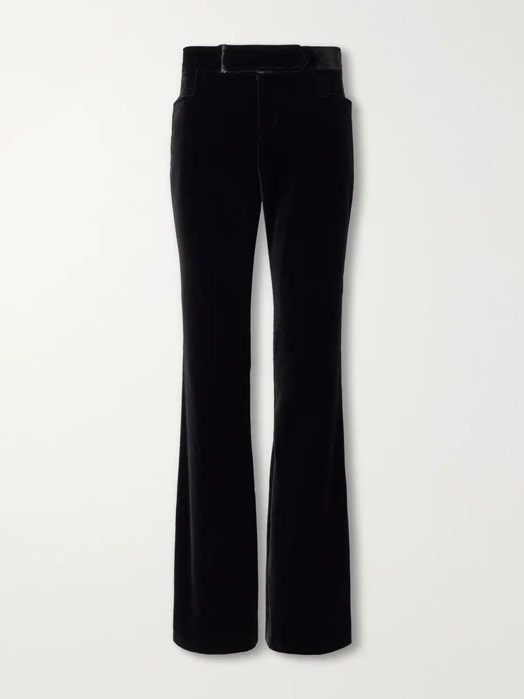 Velvet straight-leg pants