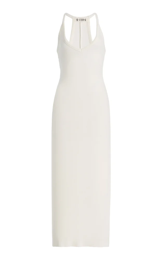 Ribbed Jersey Halter Maxi Dress