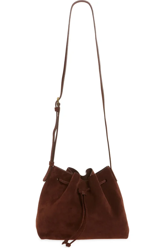 Secchio Suede Crossbody Bag, Chocolate