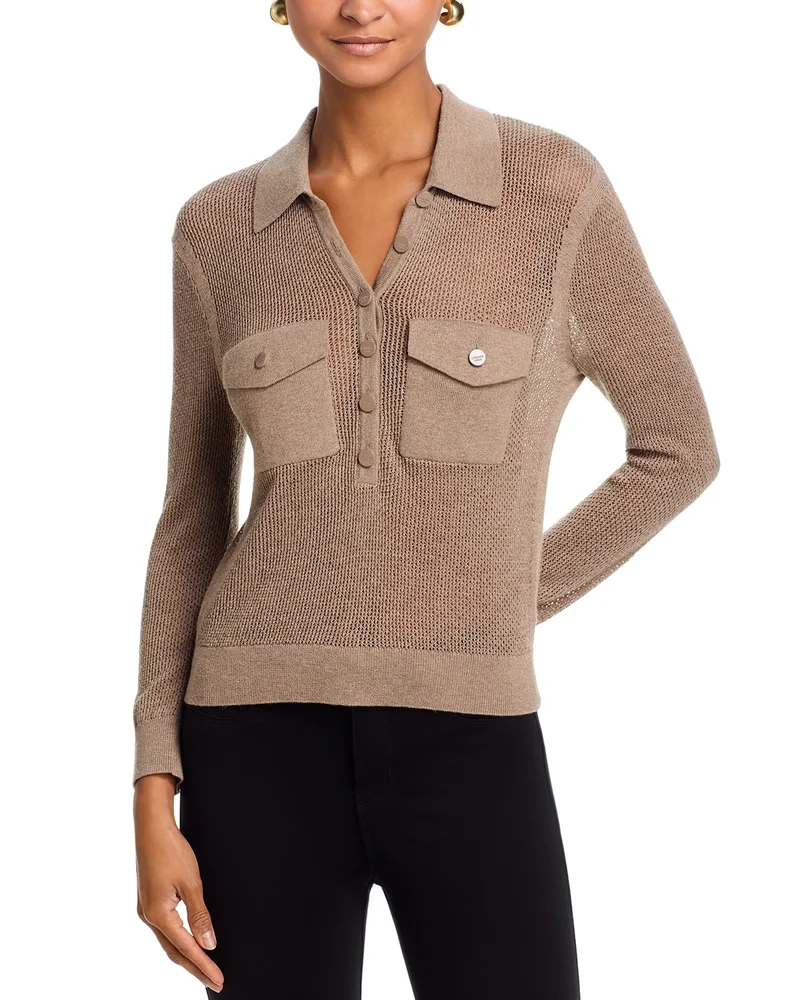 Carine Pointelle Collared Sweater