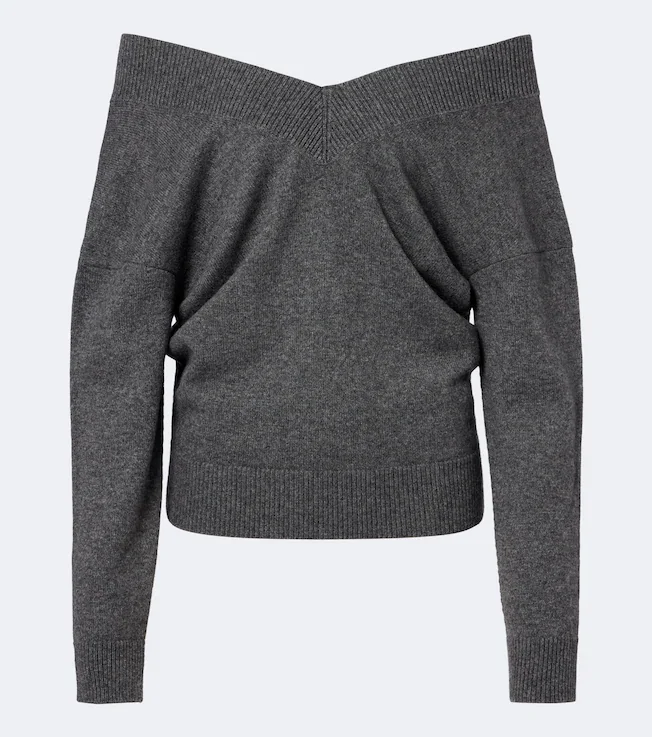 Off-shoulder cashmere sweater