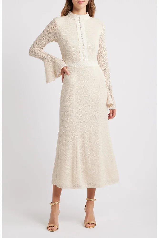 Kailee Texture Long Sleeve Midi Dress
