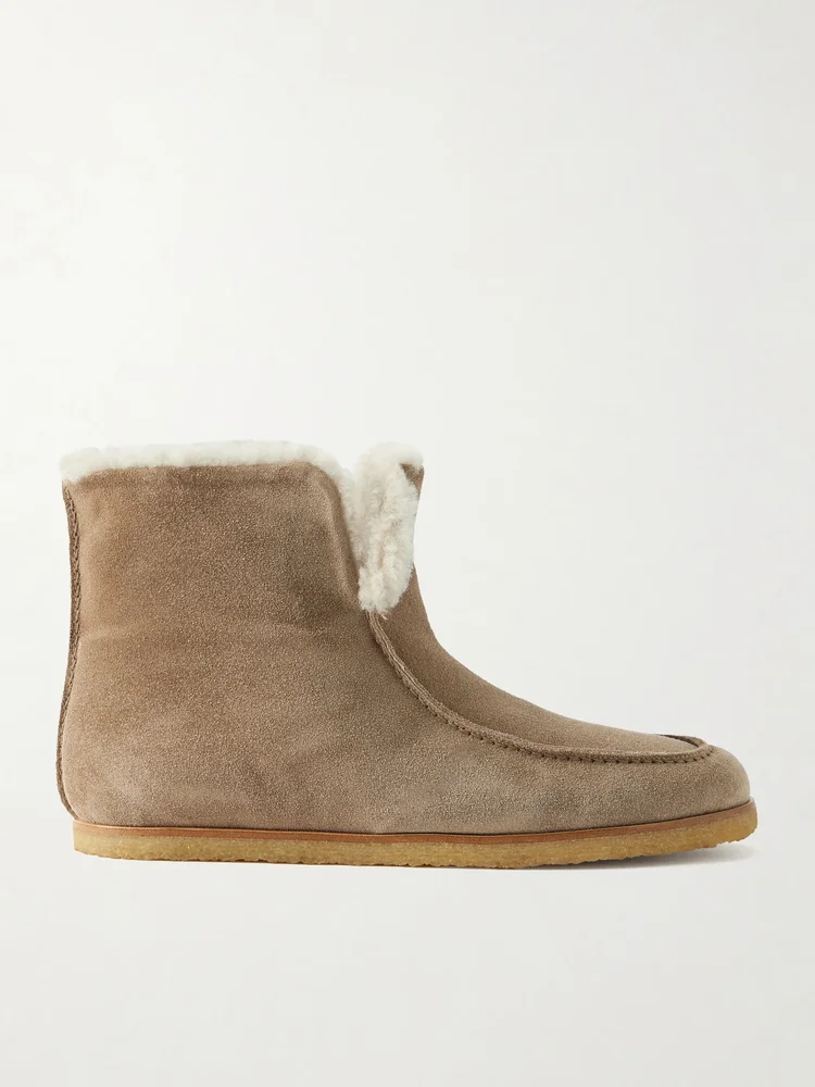 52 shearling-trimmed suede ankle boots