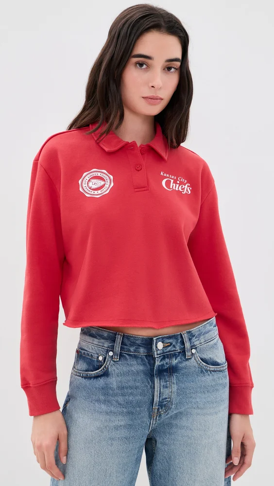 Chiefs Polo Crop Fleece Sweatshirt