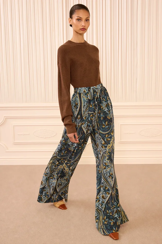 Ulla Johnson Sawyer Wide Leg Silk Pant Prussian
